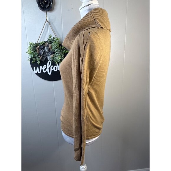 Colette Mordo Womens Beige Ribbed Turtleneck Sweater S FLAW - Picture 2 of 9